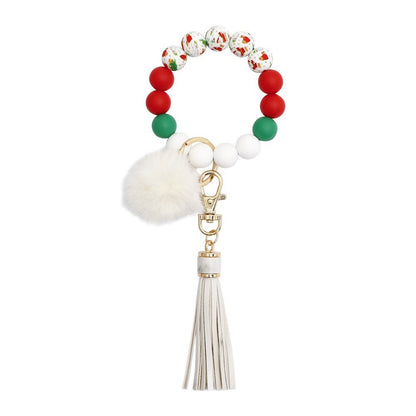 Silicone Wrist Keychain Handmade Beaded Leather Tassel Bracelet 01981dc6 3c8f 4567 a779 311594a9758c
