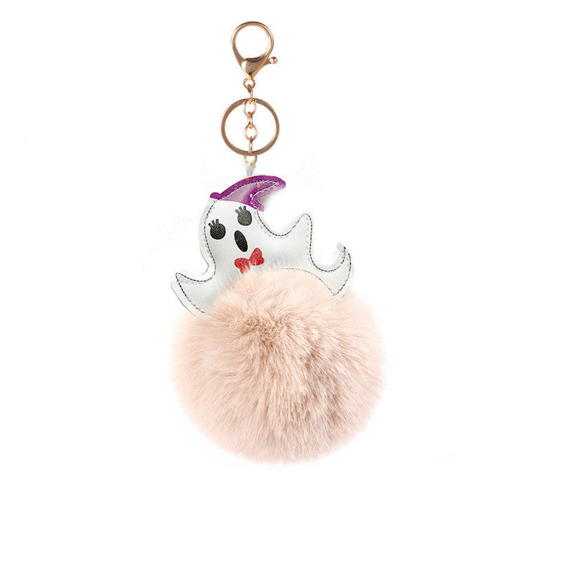 Halloween Ghost Funny Fur Ball Keychain Pendant 0199b7ec 9758 46d6 bf38 d5bcea912ecf