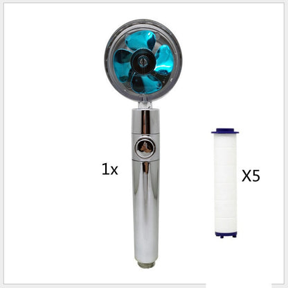 Propeller Driven Shower Head With Stop Button And Cotton Filter Turbocharged High Pressure Handheld Shower Nozzle 01b859f6 0a