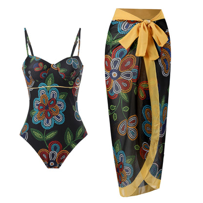 Siamese Conservative Covering Belly Thin Swimsuit French Retro One-piece Bikini 01bc27c0 e646 4607 8023 ead94fbed5d5