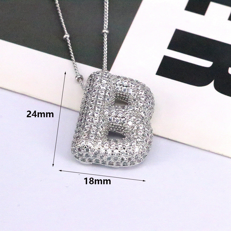 Brass Zircon Bubble Balloon Letter Pendant Necklace For Women 01c15fe1 2c8f 49af 8098 b6a5c95928a7