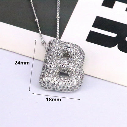 Brass Zircon Bubble Balloon Letter Pendant Necklace For Women 01c15fe1 2c8f 49af 8098 b6a5c95928a7