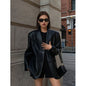 Women's Black Pu Suit Leather Coat 01dac842 74ed 4449 94c9 57772c87644b