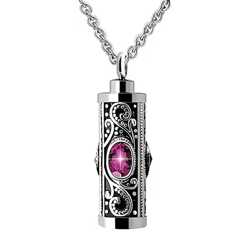 Stainless Steel Birthstone Cinerary Casket Openable Pendant Necklace 01df59ac 5e9d 4714 bd5a d8c348f63c5b