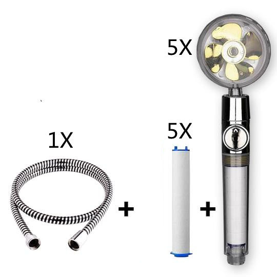 Propeller Driven Shower Head With Stop Button And Cotton Filter Turbocharged High Pressure Handheld Shower Nozzle 0209f7c6 b8