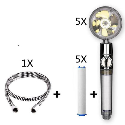 Propeller Driven Shower Head With Stop Button And Cotton Filter Turbocharged High Pressure Handheld Shower Nozzle 0209f7c6 b8