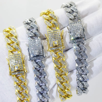 Flat Cuban Link Chain Diamond Bracelet 023621a5 fde5 4618 a2ba 5c3b08a282df