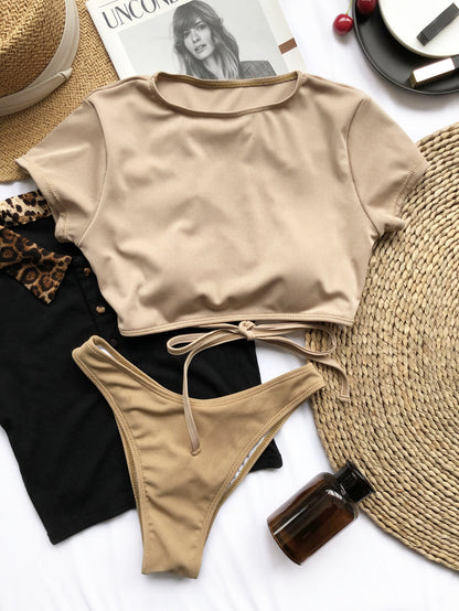 Fashion Solid Bikini Backless Swimsuit 023f94b0 e3c7 4f73 b7d6 3182d2015dc6