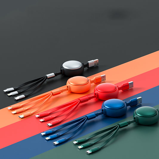 3 In1 USB Cable Micro USB Type C Cable 3 In 1 2.4A Retractable USB C Charging Cable - 图片 1