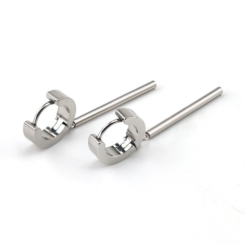 Hip Hop Round Bar Pendant European And American Stainless Steel Earring Ear Clip 02562626 14b9 4bf0 8065 77b62f752f48