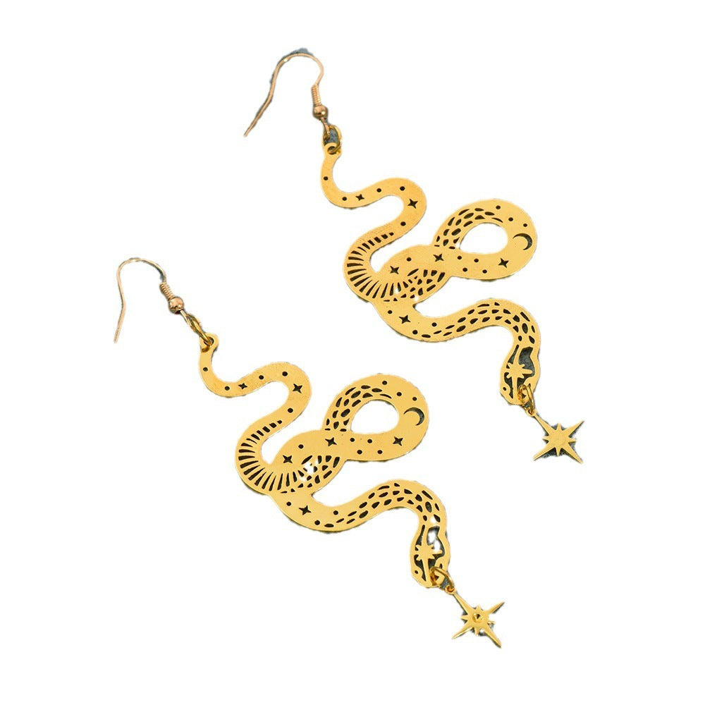 Personalized Design Snake Element Simple Hollow Star And Moon Earrings 028aadf5 f187 44f2 a66e b4dcc4542399