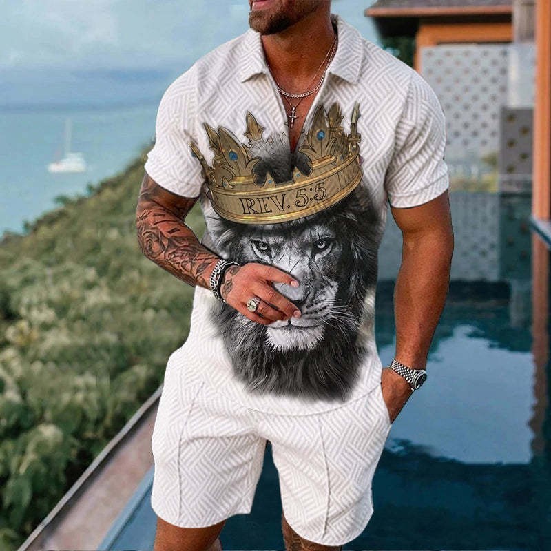 Fashion Casual Zipper Short Sleeve Suit 02915c55 4bf7 4ce2 a425 45f470341528