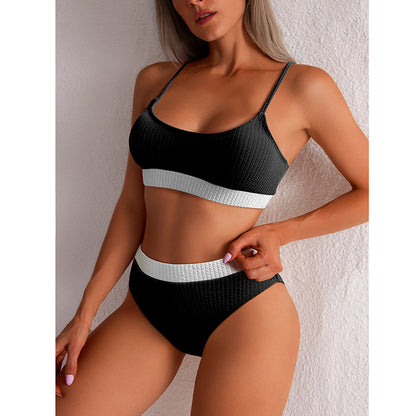 High Waist Bikini Swimwear Women Swimsuit New Push Up Biquini Ribbed Bathing Suit Women Sexy High Cut Bikinis Set 0296f0e3 5a