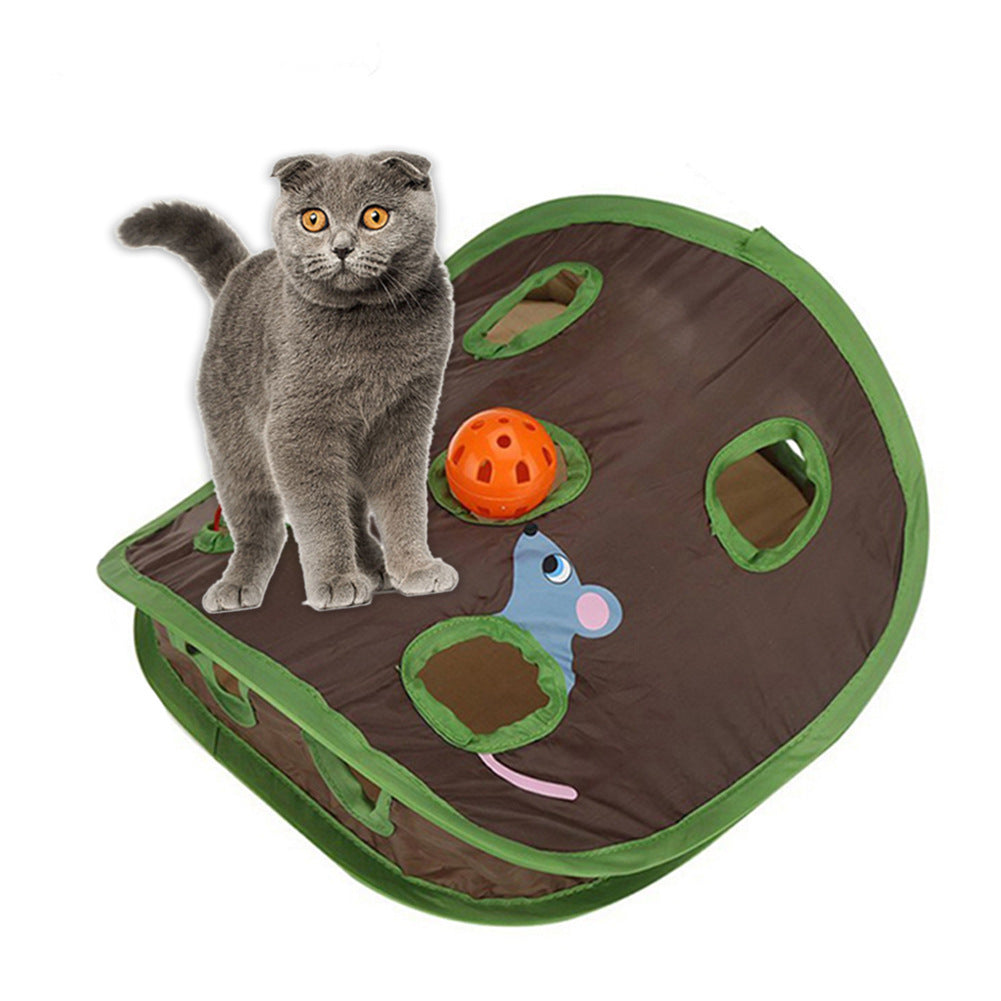 Cute Pet Cat Interactive Hide Seek Game 9 Holes Tunnel Mouse Hunt Intelligence Toy Pet Hidden Hole Kitten Foldable Toys 02a49