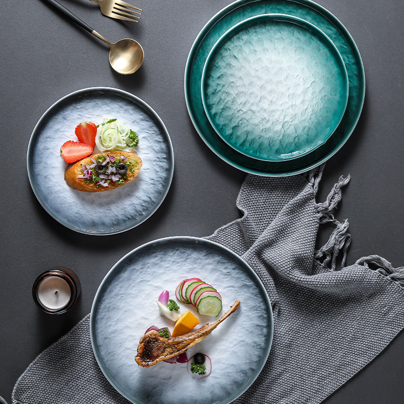Ceramic Steak Round Flat Plate Home Creative Dish Plate 02a803cb f583 45a3 a107 505c652b8a97