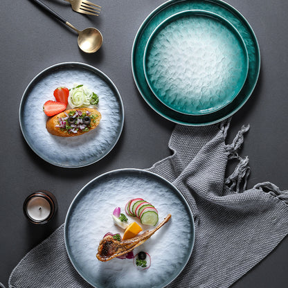 Ceramic Steak Round Flat Plate Home Creative Dish Plate 02a803cb f583 45a3 a107 505c652b8a97