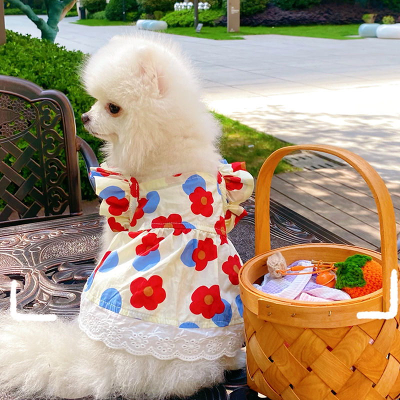 Spring And Summer Dog Clothes Cat Clothing Pet Cotton Floral Slip Dress Mesh Skirt Dress 02c4c02c 0528 4ee7 87e5 7038933622cb