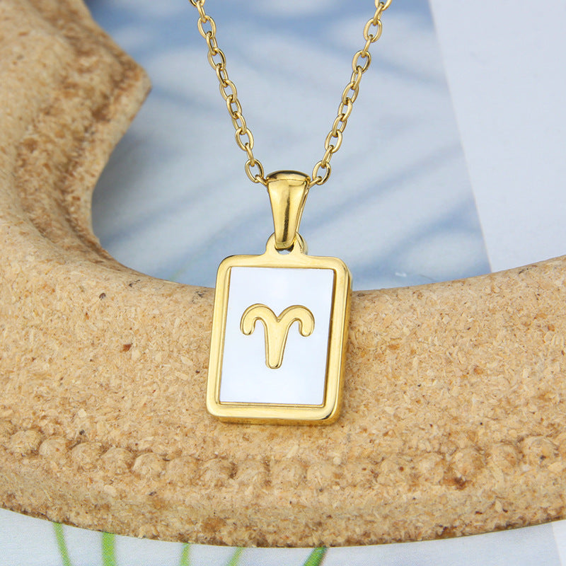 Stainless Steel Square Shell Zodiac Necklace 02e2d68e 5804 4804 8c4f 0df4eed5f947