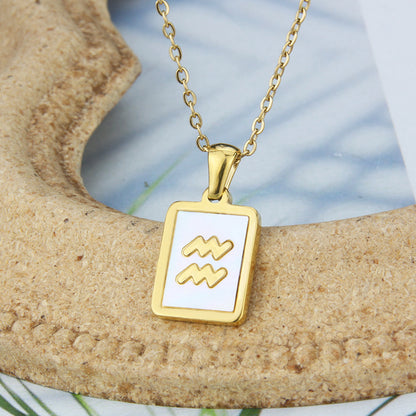 Stainless Steel Square Shell Zodiac Necklace 030b0adf 66fb 40aa b40f 0b90f59648fc