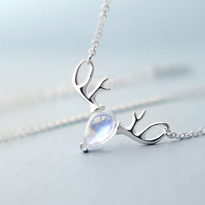 S925 Elk Necklace Forest Moonstone Pendant Clavicle Chain 030c1d86 1627 4d10 85ae aa2208479b89