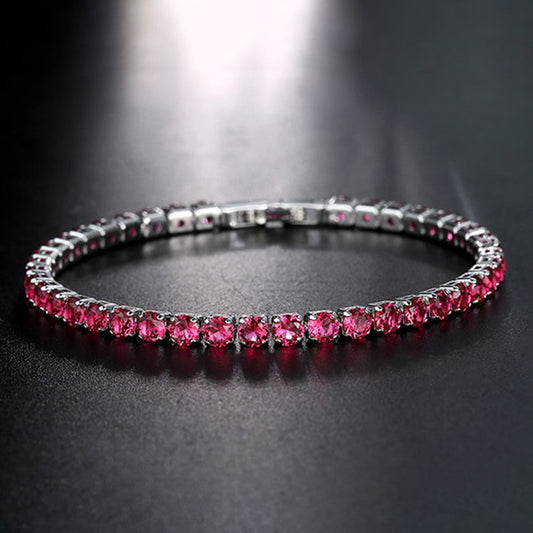 Fashion Color 4.0 Round Zircon Single Row Diamond Bracelet 0318e12c 7a68 4cc7 b6d9 33aa64ff023e