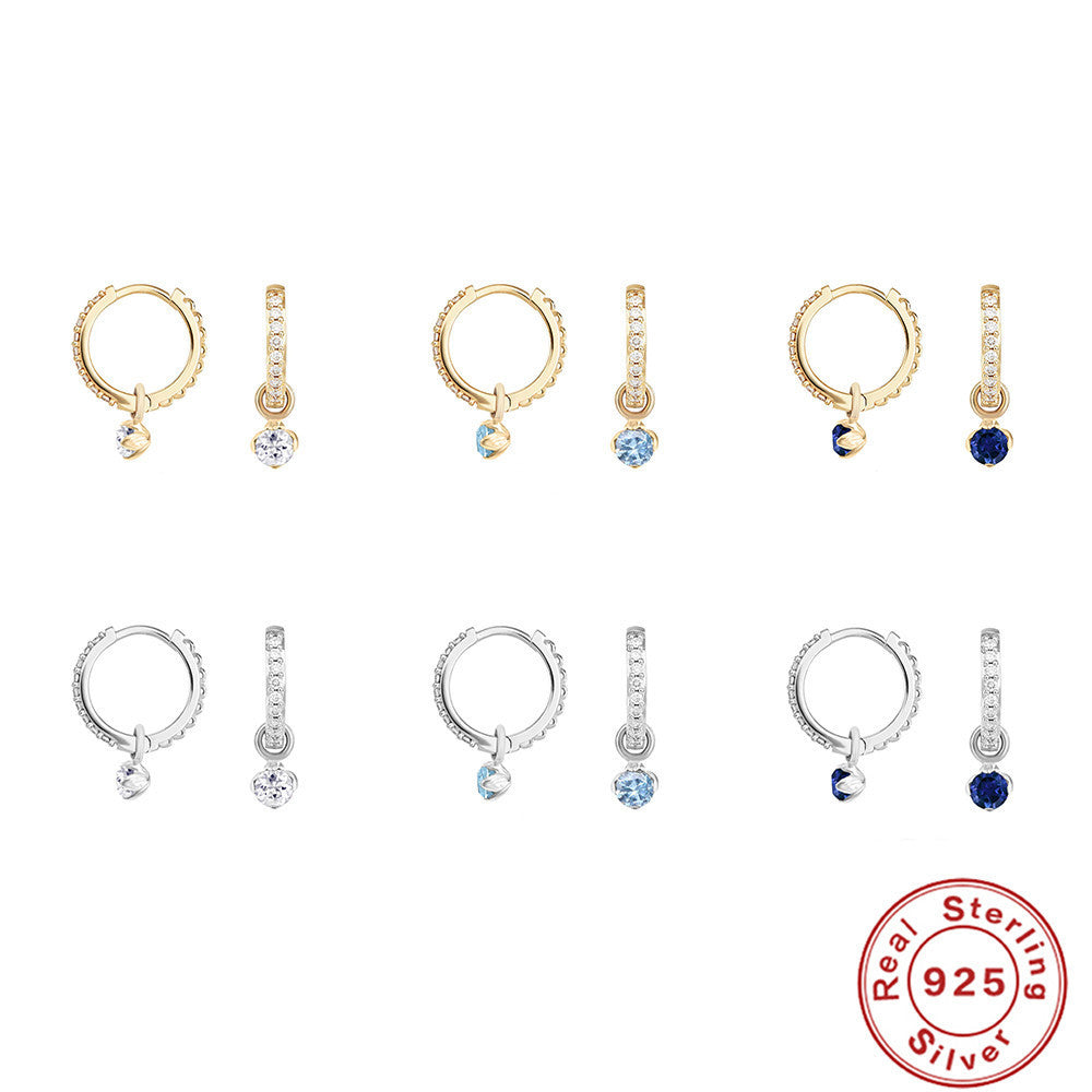 S925 Sterling Silver Personality Trend 9 Tablets Zircon Earrings 031cfc2c 0104 4b6e b7b9 440f55b64ffa