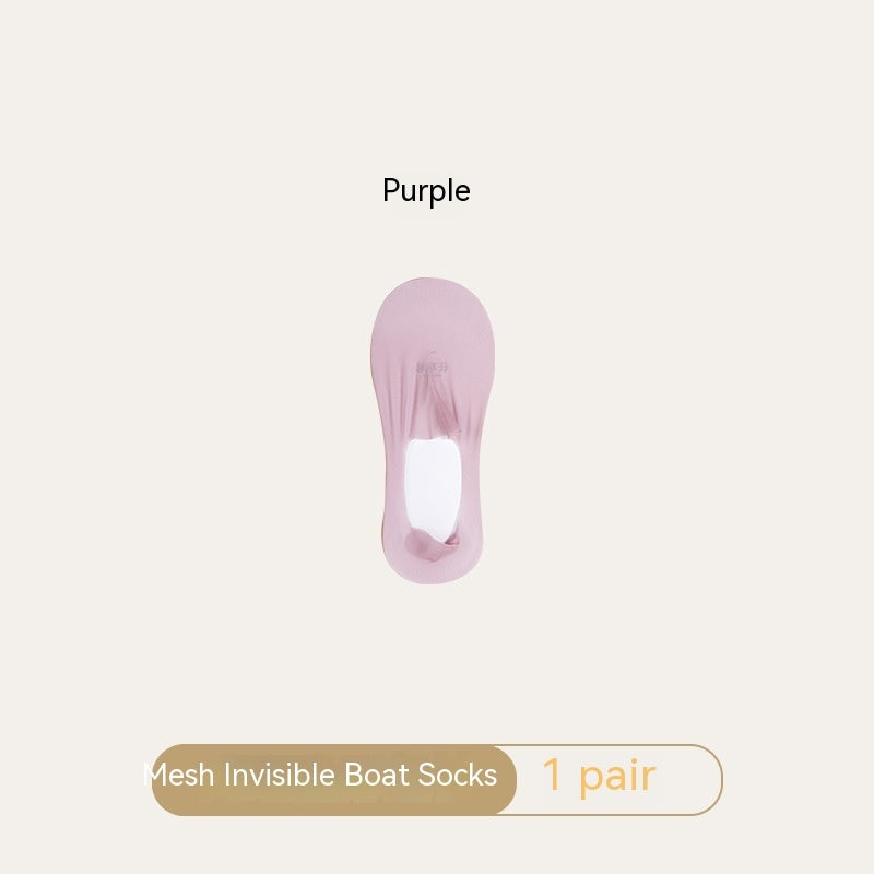 Women's Mesh Boat Socks Summer Thin Cotton Bottom Non-slip Tight Ice Silk Arbitrary Cut Women's Low Cut Invisible Socks 0326c