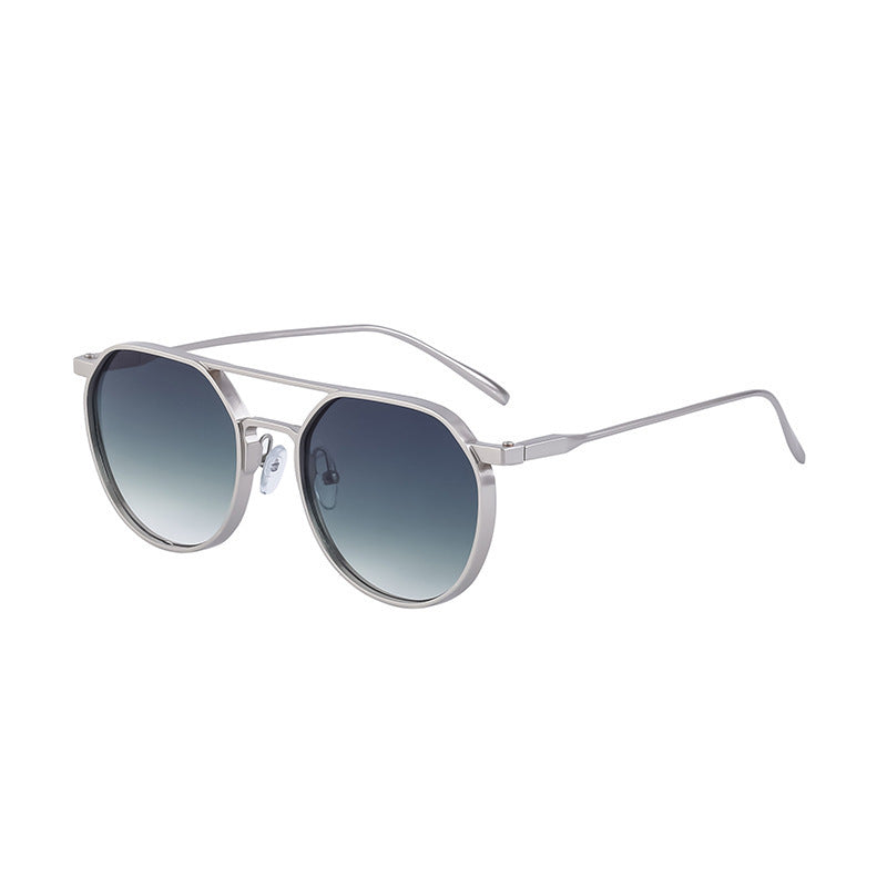 Men's Metal Double Beam Vintage Round Frame Sunglasses 03332148 6c5d 47a2 8724 5a1d2ffbba27