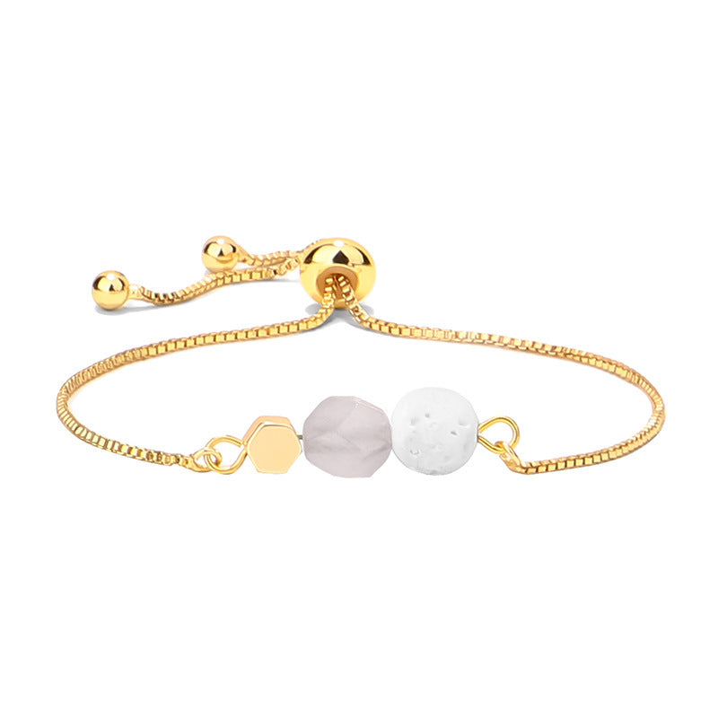 14K Gold Plated Color Preserving Box Chain Tiger Eye Volcanic Stone Yoga Bracelet - HD Wireless Product #12