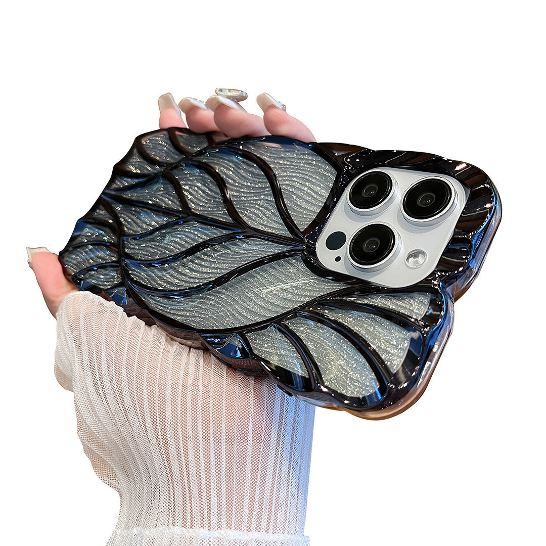 Three-dimensional Leaves Phone Case Light Luxury Electroplating 0389f4b7 ab22 49c7 9aaf cd8fcbd31eff
