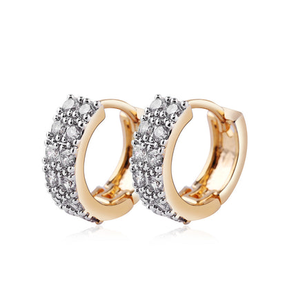 Two-color Plating Fine Zircon-embedded Earrings Women 0390e74f 1236 4744 b80d 13bd18e4a058