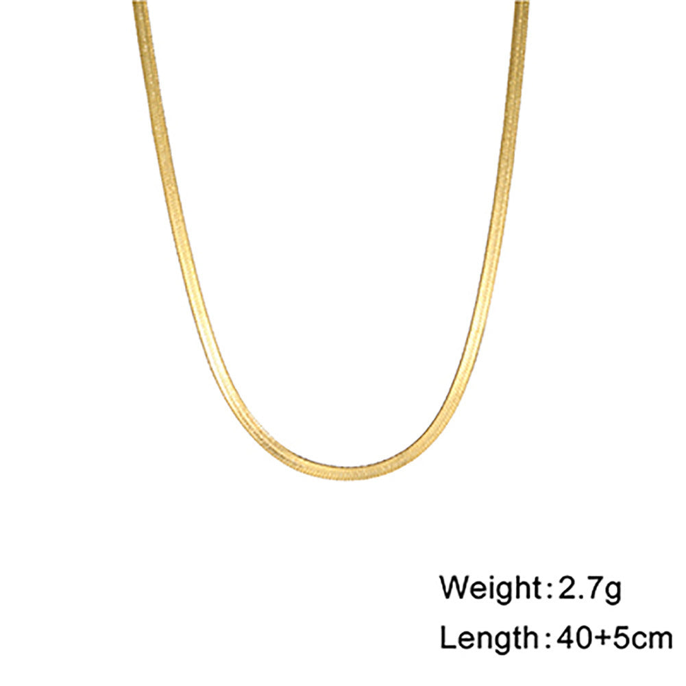 Titanium Steel Flat Snake Bone Chain Women's Short Necklace 03c0a888 241c 4da3 b463 9ef563d6f104