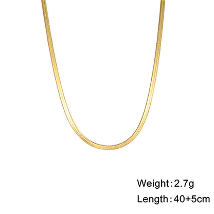 Titanium Steel Flat Snake Bone Chain Women's Short Necklace 03c0a888 241c 4da3 b463 9ef563d6f104