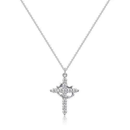 Cross Zircon Full Diamond Crown Circle Rotatable Women's Necklace 03fd25f4 faae 42ef 9bf1 8e87d0eb673c