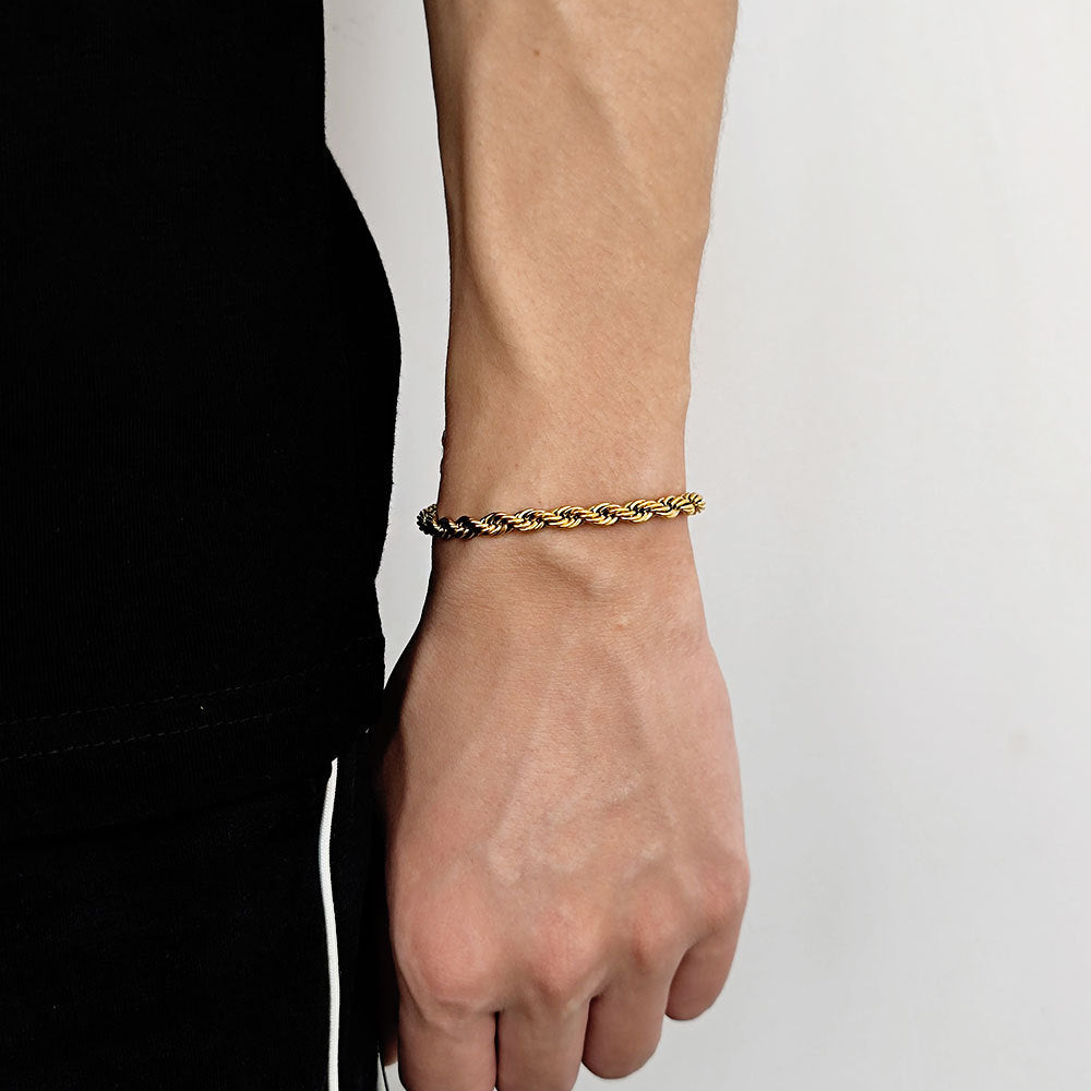 Fashion 18K Gold Button Chain Stainless Steel Twist Bracelet For Men 03ff34ba 22bc 44f8 844c 6343dbecae48