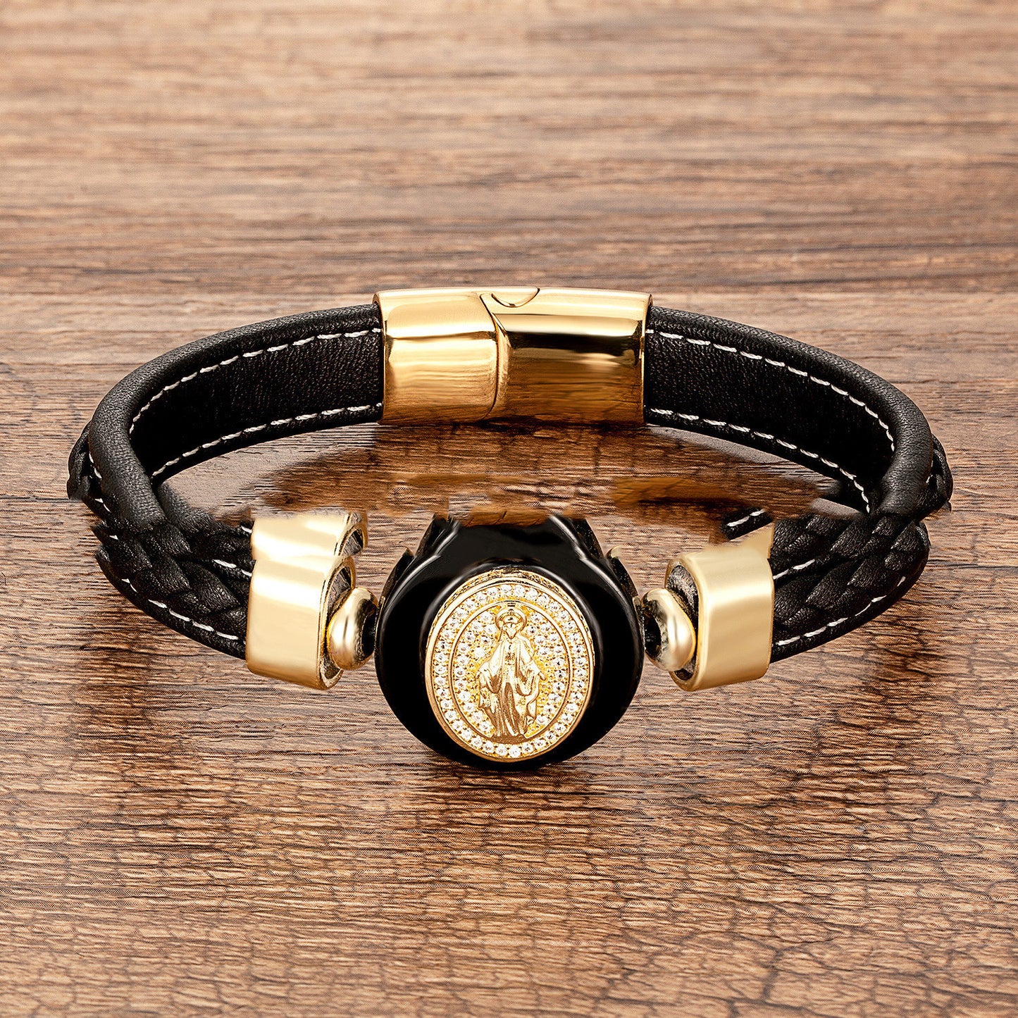 European And American Fashion Outer Stone Leather Cord Braided Bracelet 04034df2 c2d1 4489 a98c 251948de8671