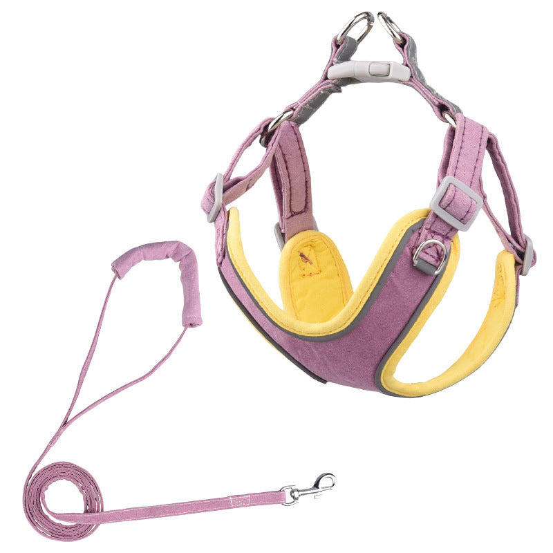 Suede Pet Chest Harness Dog Vest Leash 040784ae 029e 49bf 995c a066f50b68d6