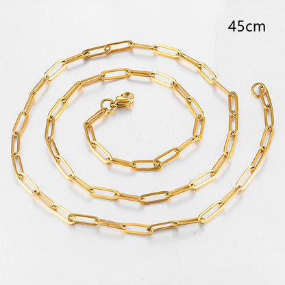 18k Gold Stainless Steel Paper Clip Clavicle Necklace Female 0 Word Chain All-match - HD Wireless Product #10