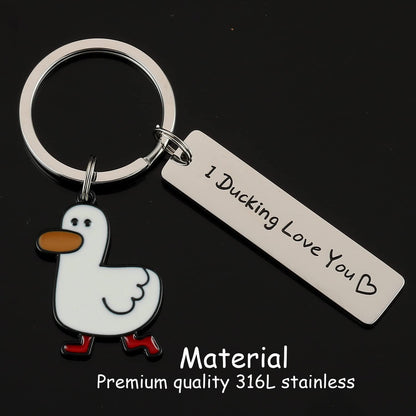 Funny Lover Gift Ducking Love You Cute Duck Pun Keychain Couples Jewelry Valentines Day Gift For Boyfriend Girlfriend 0420393