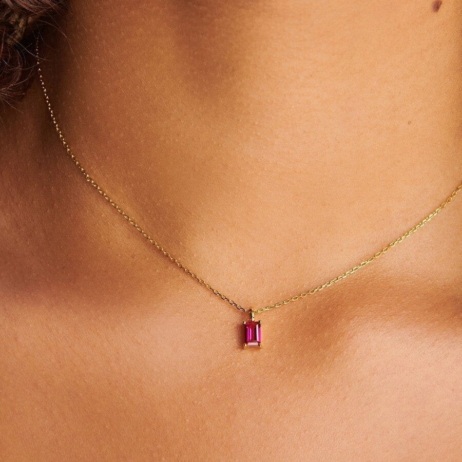 Rectangular 12month Birthday Stone Pendant Colorful Zircon Clavicle Chain 0421ef8d a428 4074 b675 7122edef2e2d