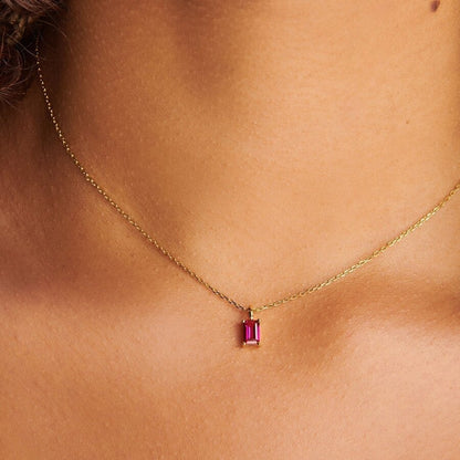 Rectangular 12month Birthday Stone Pendant Colorful Zircon Clavicle Chain 0421ef8d a428 4074 b675 7122edef2e2d