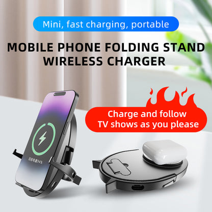 Folding 15W Fast Charging Mobile Phone Holder Wireless Charger - 图片 4