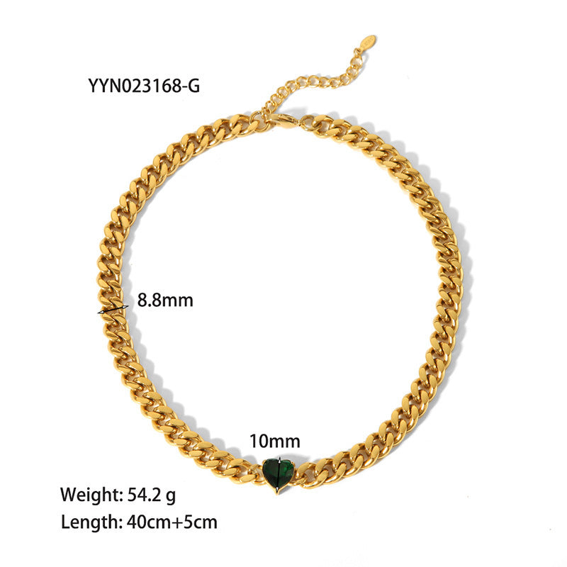 European And American 18K Gold-plated Inlaid Zircon Light Luxury Non-fading Stainless Steel Bracelet Necklace 04390cba b01f 4