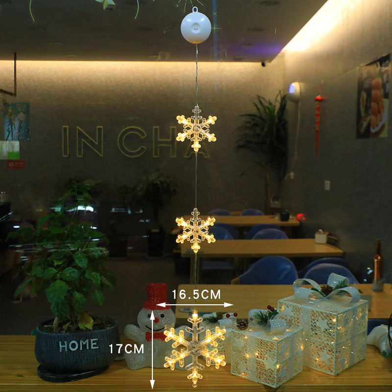 Christmas 3pcs LED Light Star Xmas Tree Hanging Sucker Lamp Window Ornaments Decoration For Home Xmas Navidad New Year Decor 