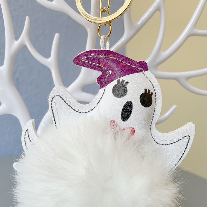 Halloween Ghost Funny Fur Ball Keychain Pendant 043d5b41 c856 4a42 86cd 7fa4047ab1ad
