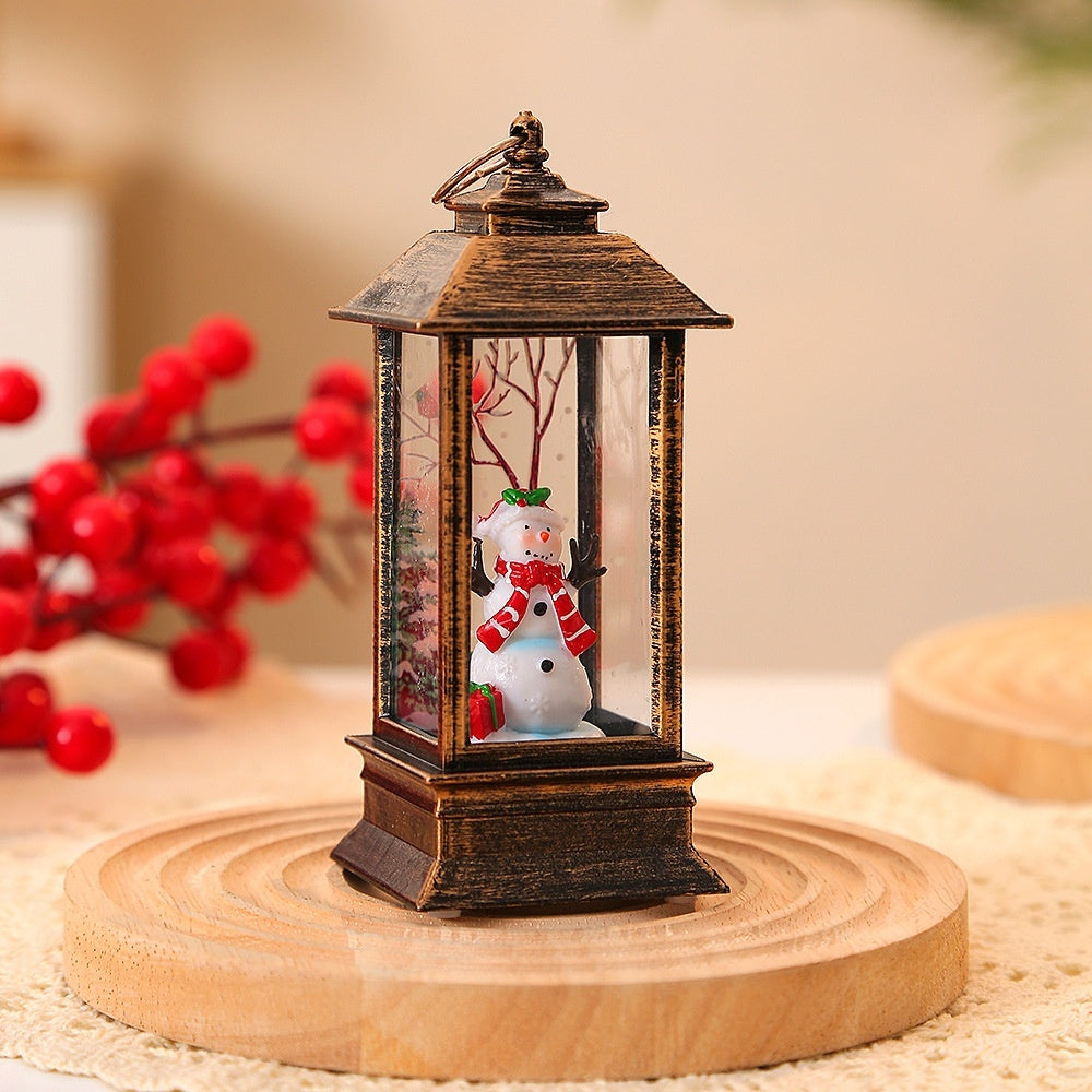 Christmas Portable Oil Lamp Santa Claus LED Night Lights Battery Powered Indoor Outdoor Hanging Lanterns Festive Party Decora