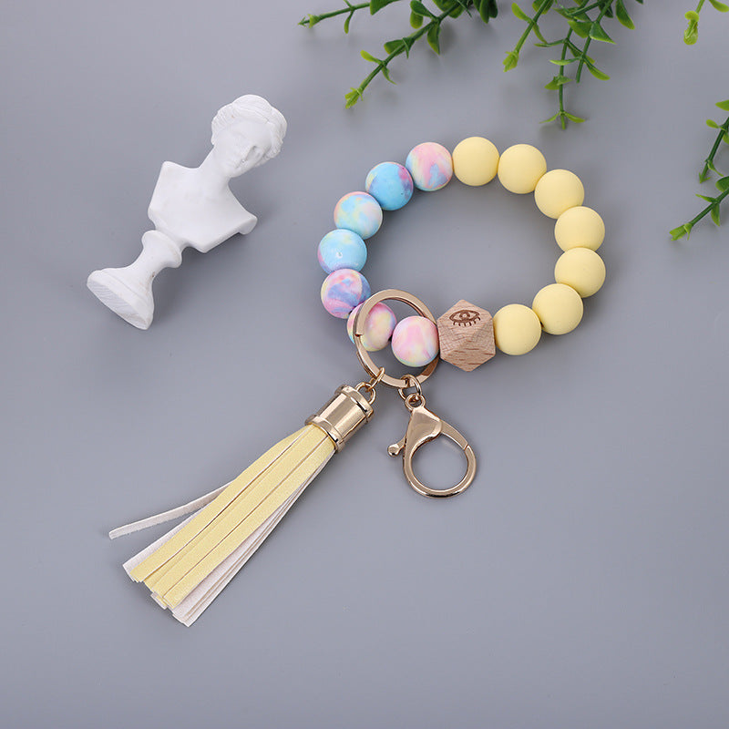 Color Silicone Bead Bracelet PU Tassel Key Chain 0451c65c 4435 4ed2 a883 b94fcc0dbebb