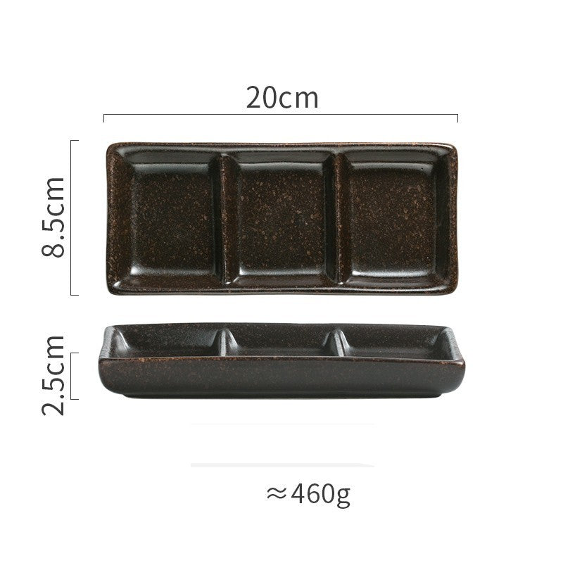 Japanese Three Grid Seasoning Dish With Dipping Material Ceramic Dish 045609f6 9285 403e a34f 0f494722f3f4