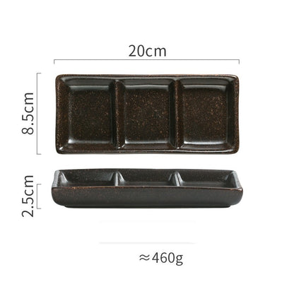 Japanese Three Grid Seasoning Dish With Dipping Material Ceramic Dish 045609f6 9285 403e a34f 0f494722f3f4