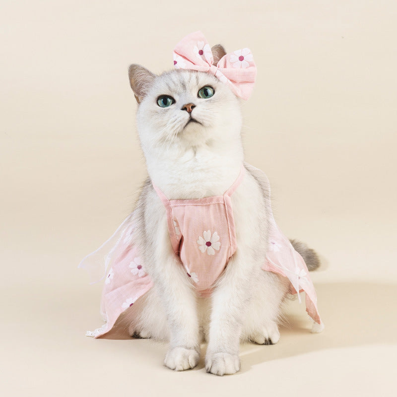 Spring And Summer Dog Clothes Cat Clothing Pet Cotton Floral Slip Dress Mesh Skirt Dress 047b367b b906 4608 8236 55455f1ef83d